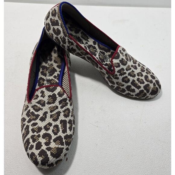 Rothy's The Loafer Mocha Spot Leopard Animal Print Flats Women's Sz 6.5 Slip On - Picture 1 of 10